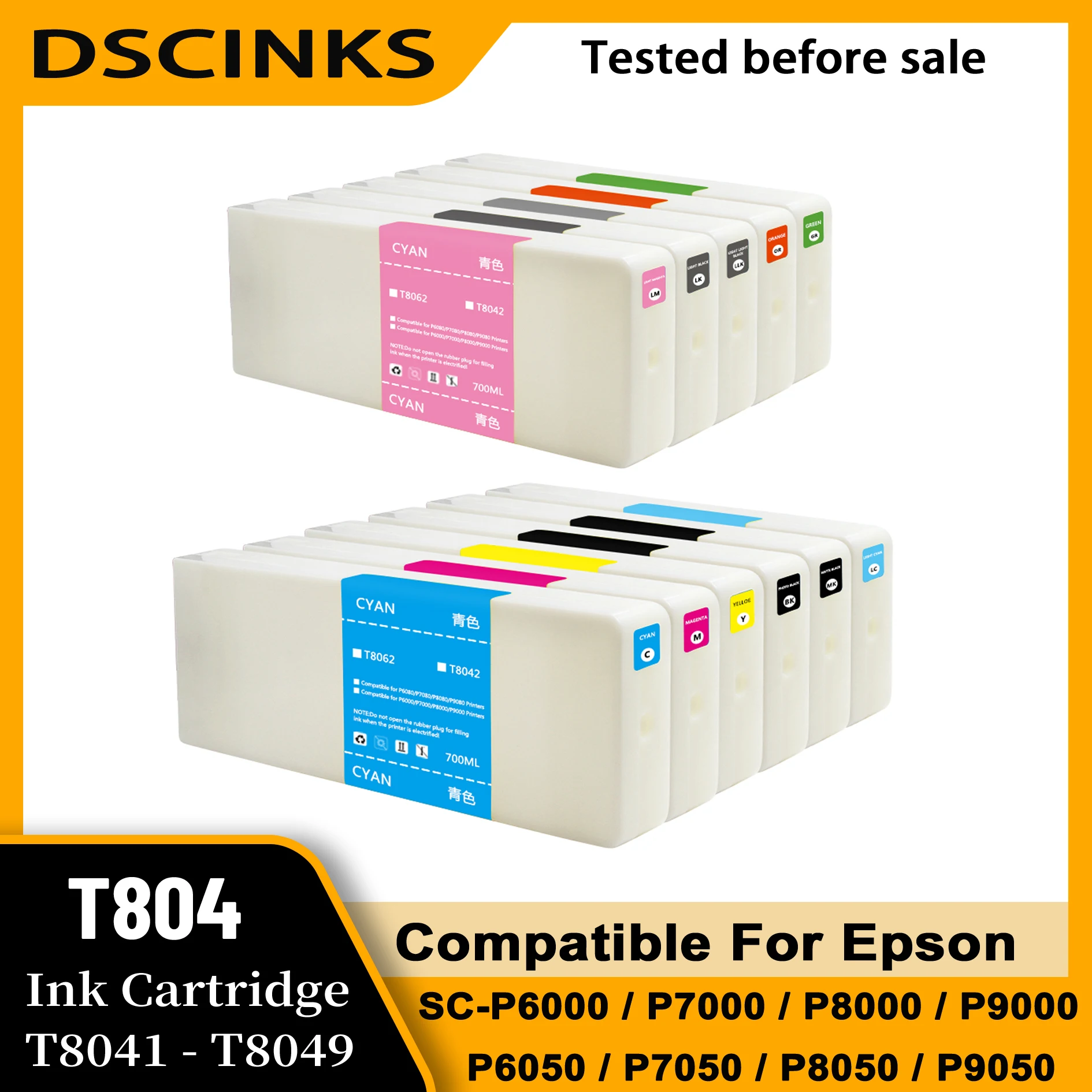 EU 700ml T8041 - T8049 Compatible ink cartridge for Epson SureColor P6000 P7000 P8000 P9000 Printer with one time chip