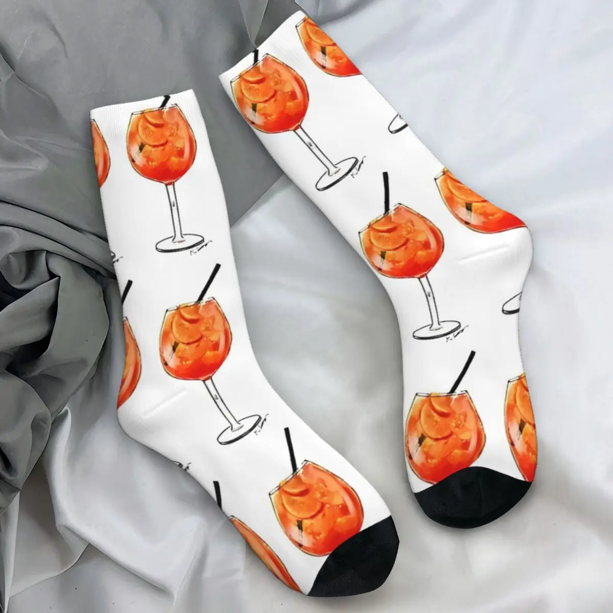 Aperols Spritzs Socks Italian Wine Funny Stockings Unisex Men Breathable Climbing Socks Autumn Pattern Anti Skid Socks