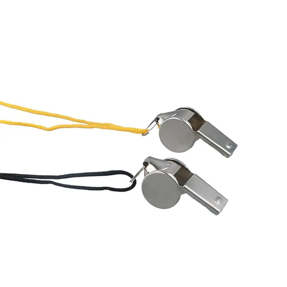 Team Sport Loud Metal Whistle Professional with Rope Stainless Steel Whistles Portable Wear Resistant Sport Whistle Party