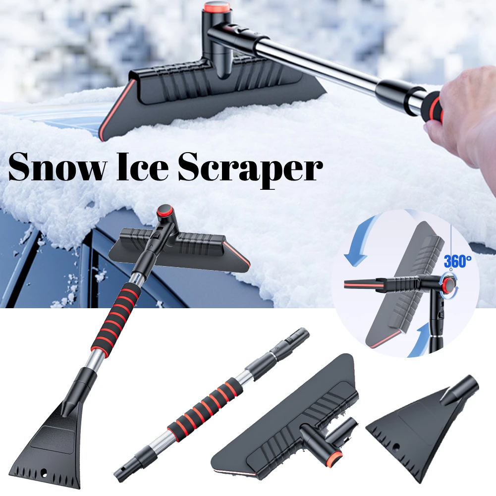 2 In 1 Extendable Ice Scraper Snow Brush Multifunctional Ergonomic Windshield Snow Remover Winter Ice Scraping Defrost Broom