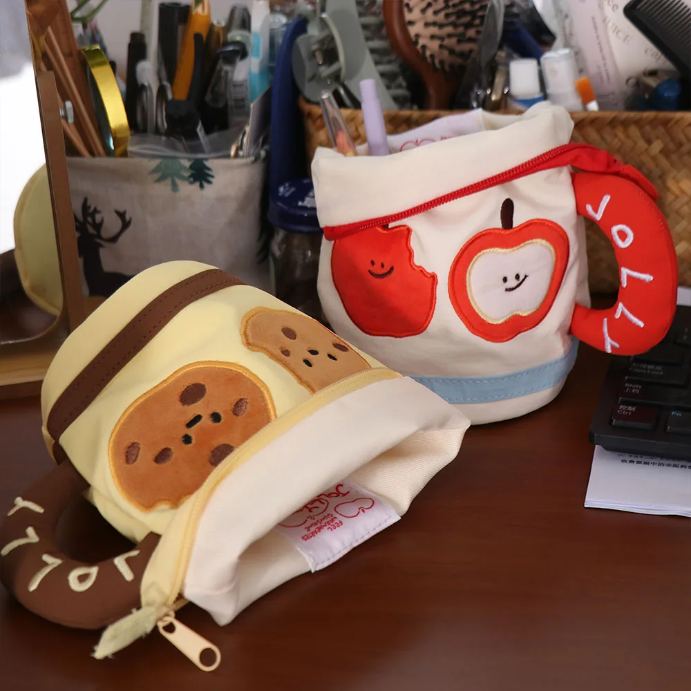 

Desktop Storage Cartoon Stationery Bag Cookies Fruits Large Capacity Korean Style Pencil Case Water Cup Shape Y2K Ins Style