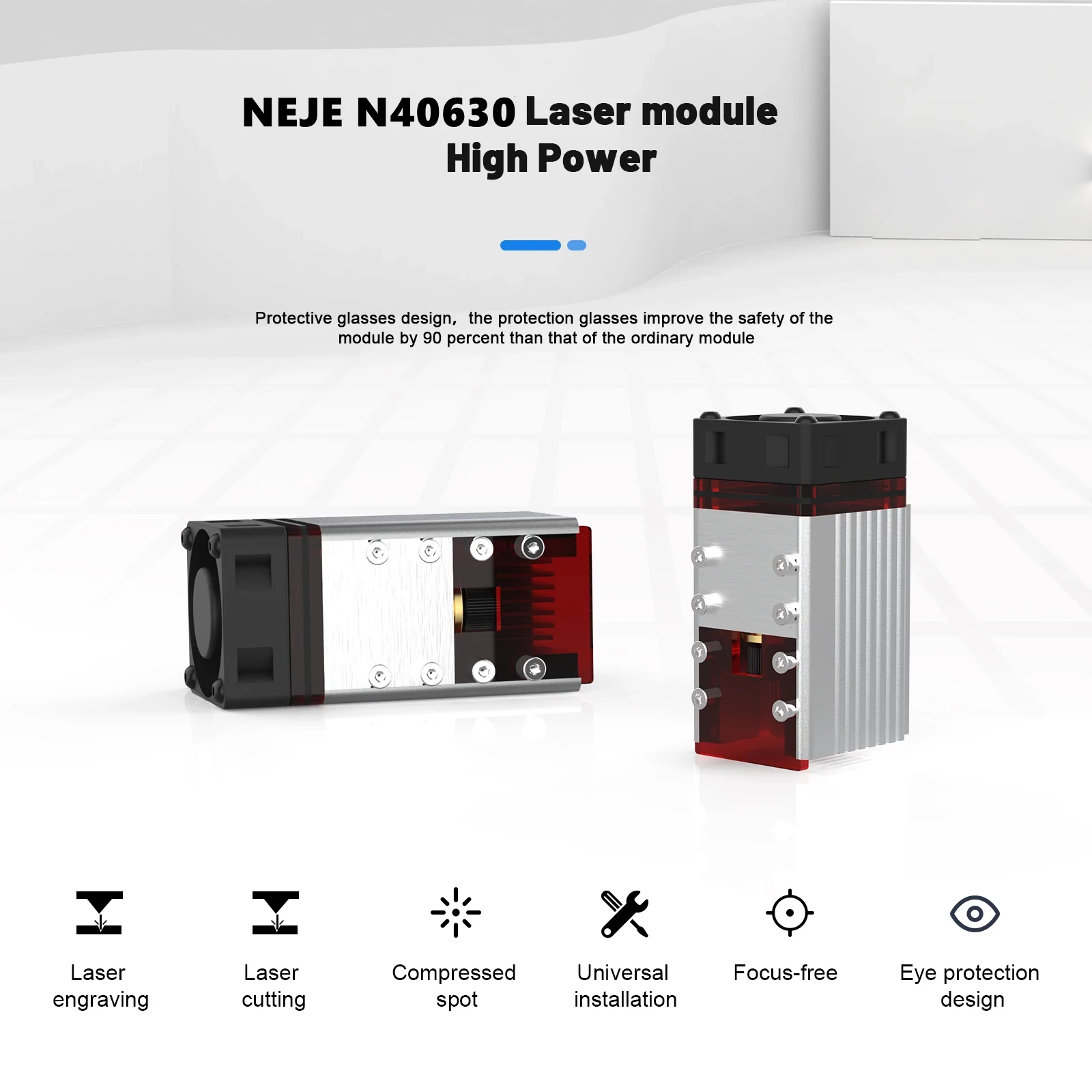 Cabezal de módulo láser NEJE N40630, Kit de módulo TTL azul de 450nm CNC de 30W para máquina de corte y grabado láser, herramienta de corte de marca de madera