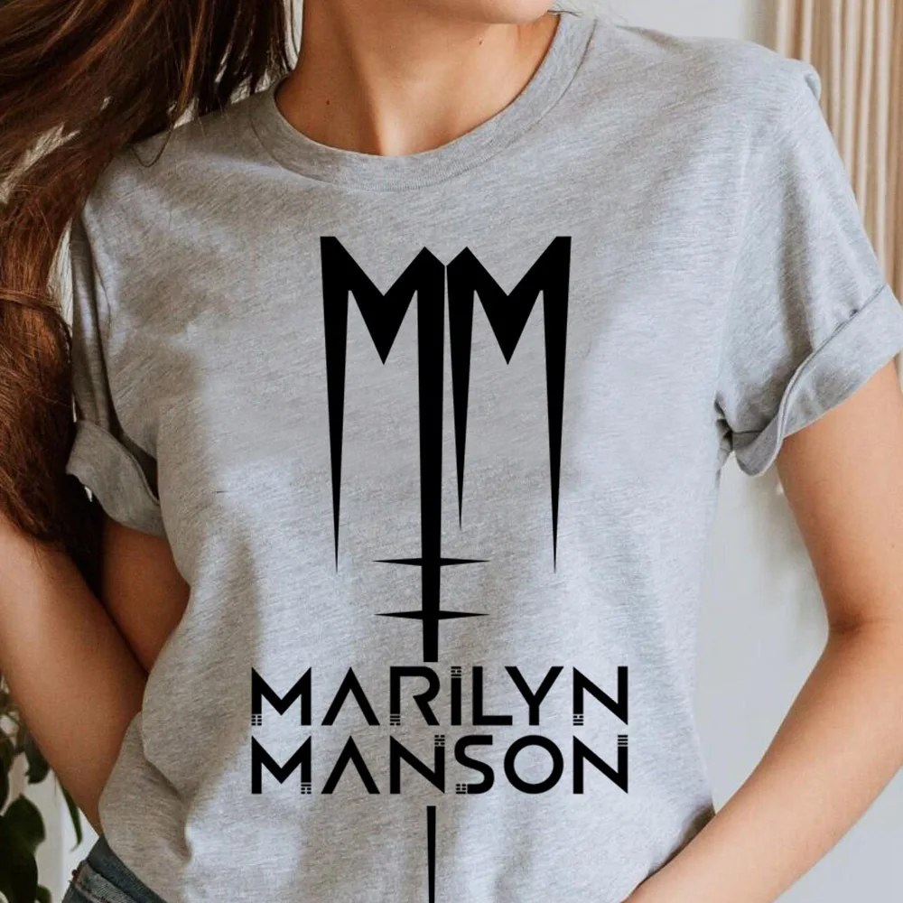 Marilyn Manson tshirt girl 80s korean clothes Retro hip hop streetwear kawaii Pop Culture Colorful Gothic Graphic Psychedelic