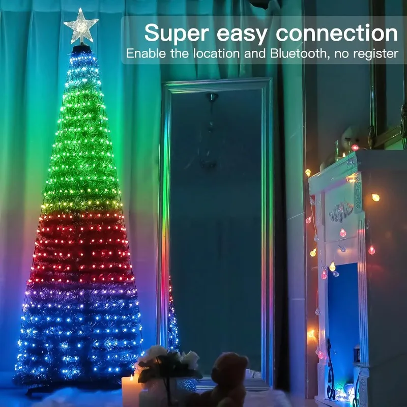 Kerstdecoratie APP Toepassing Controle DIY Lmage Light String 2.1M LED Kerstboom Decoratief Licht Intelligente IDeal LED