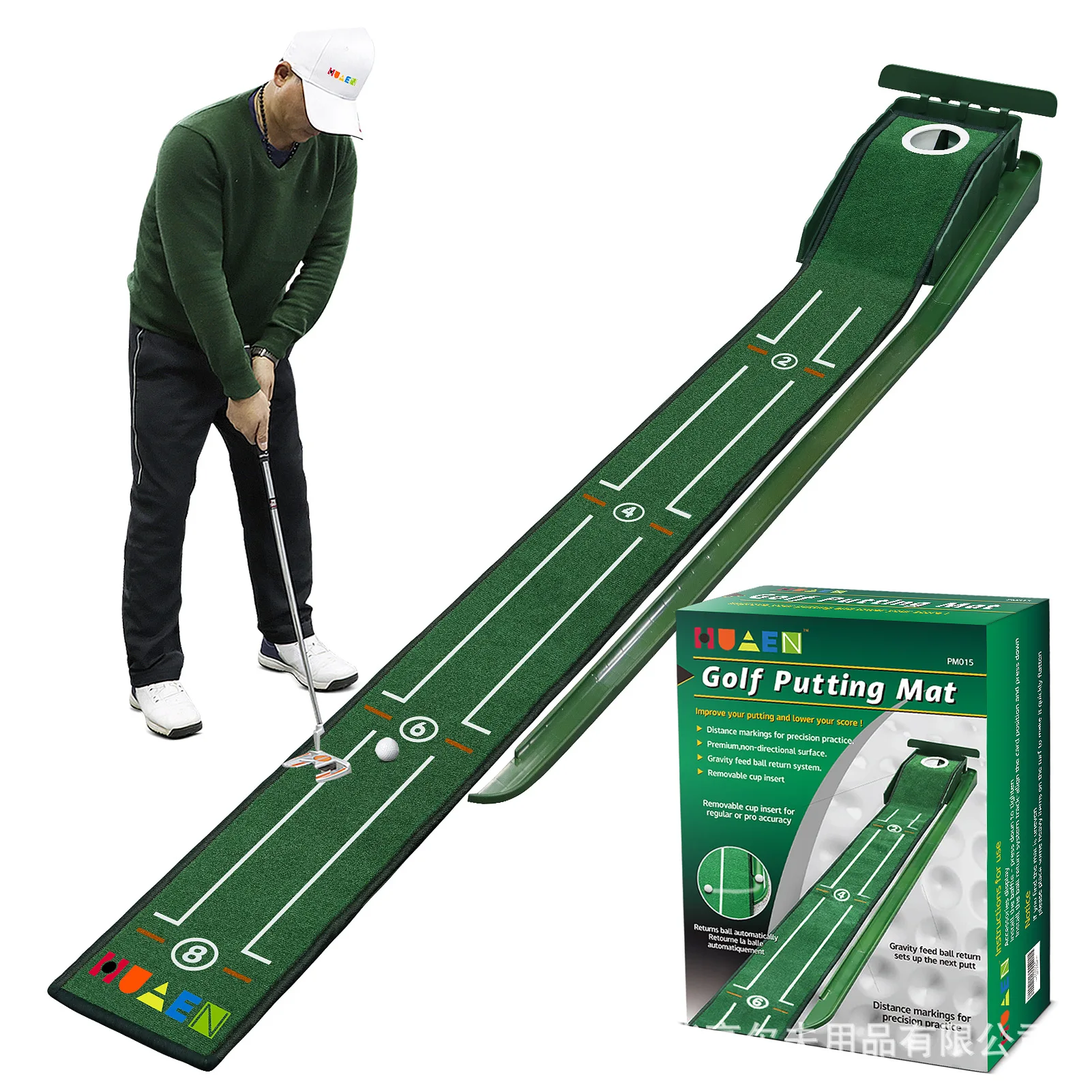 

Golf Putting Mat with Alignment Guide Training Aid for Indoor Outdoor Practice