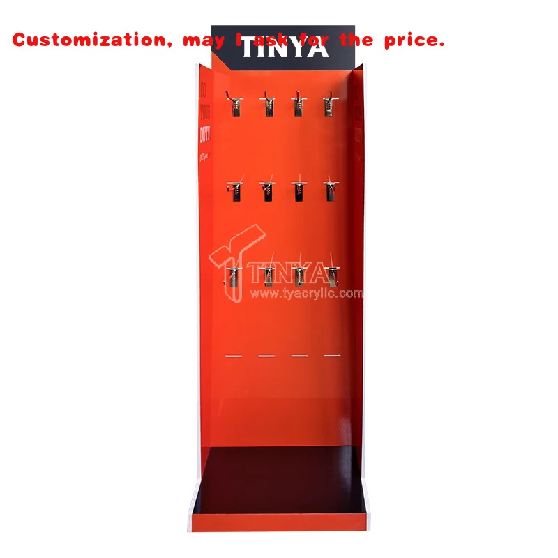 custom.Tinya Customized Modern Acrylic PVC Display Stand with Durable Hooks Painted Cellphone Accessories Store Usage