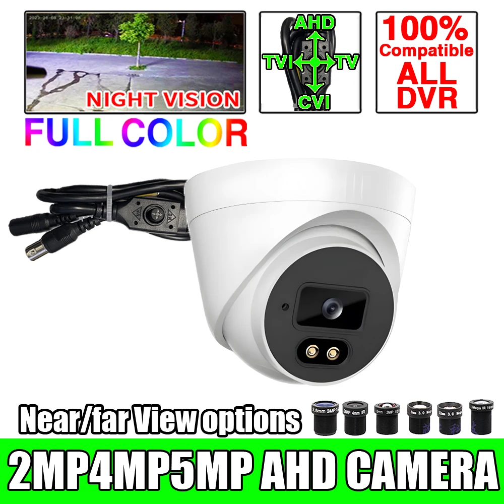 

Plug And Play AHD CVBS/TVI/CVI Купольная камера 4в1 4K HD 1080P 5MP 4MP Полноцветная светящаяся сигнализация Защита в помещении Видео безопасности