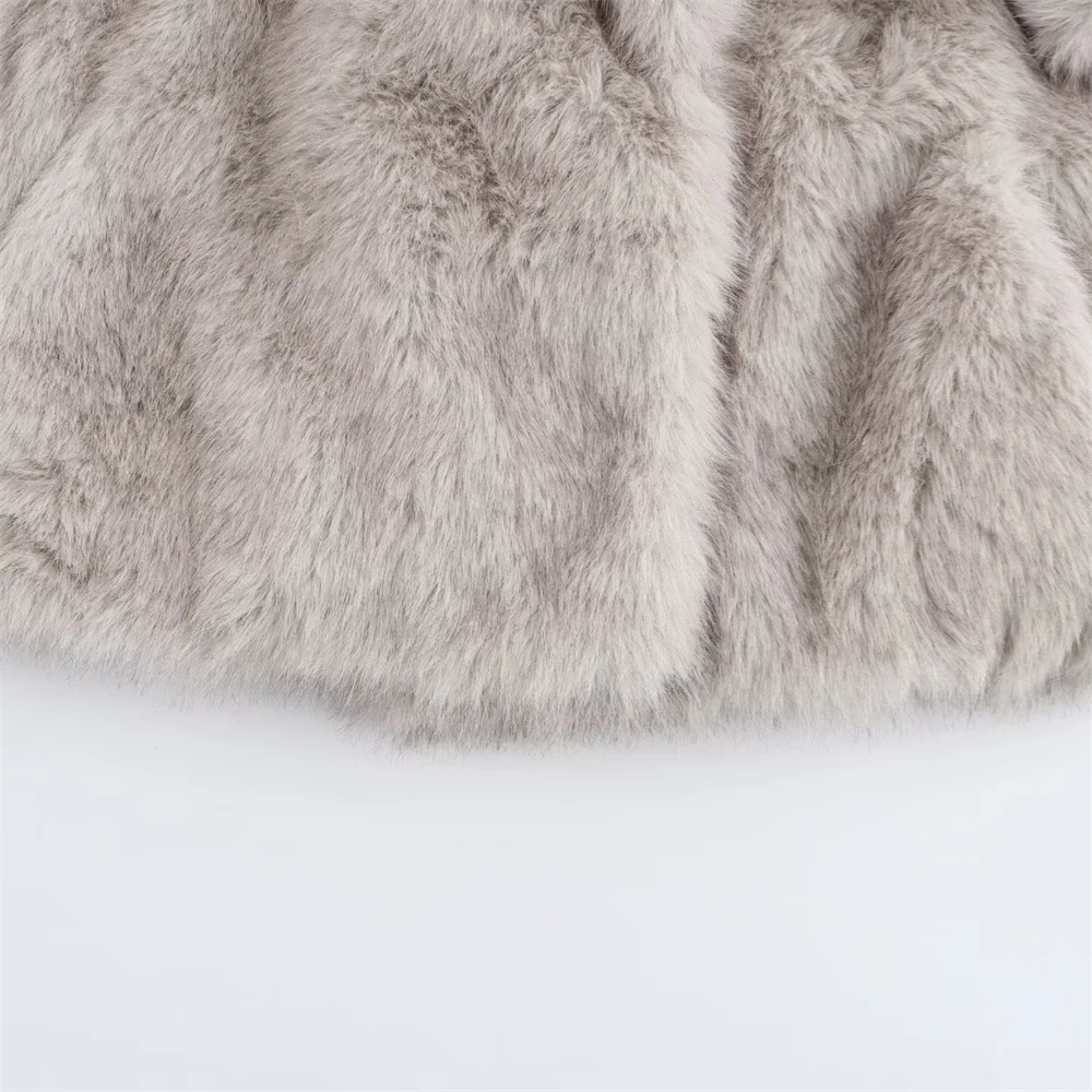 ZATRAFZB2024 Autumn and Winter New Product Casual Women\'s Fashion Simple and Versatile Artificial Fur Effect Coat