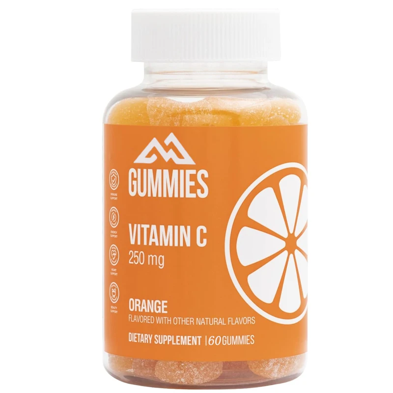 250 mg Vitamin-C-60-Gummis, orange Farbe fördert optimale Immungesundheit, vegetarisch, glutenfrei, gentechnikfrei