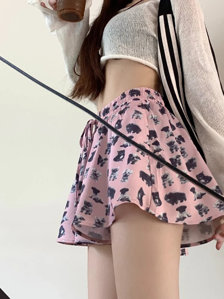 

Women Flower Print Drawing Bottoms Plus Size Shorts 2024 Casual Lounge Wear Sleeping Short Pants Homewear Nightwear Shorts V217