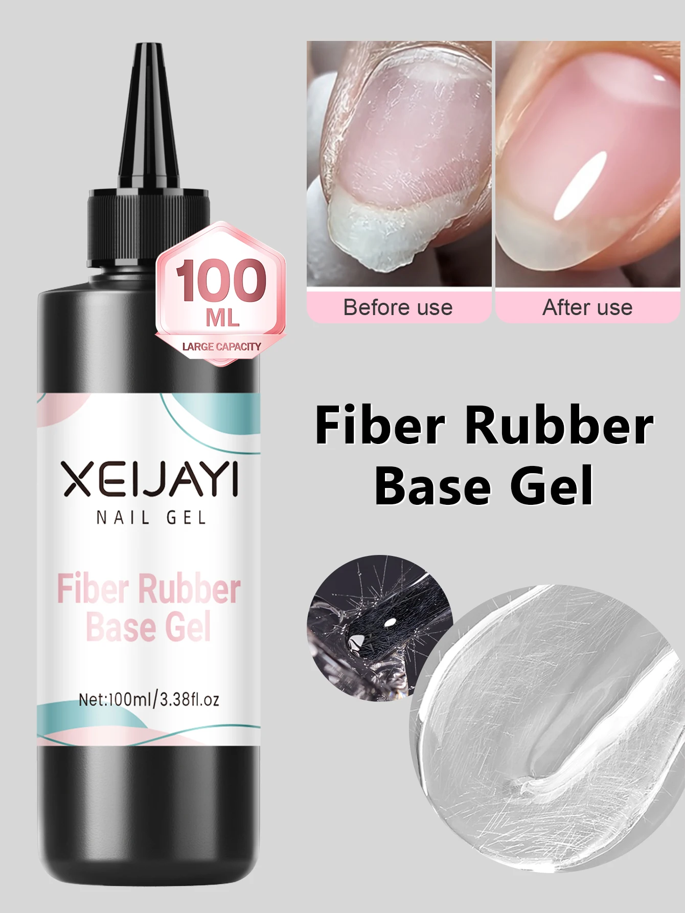 XEIJAYI 1Pc 100ml Fiber Nail Repair Gel For Broken Nails, Transparent Nail Repair Gel, Gel Nail Strengthener For Thin Nails