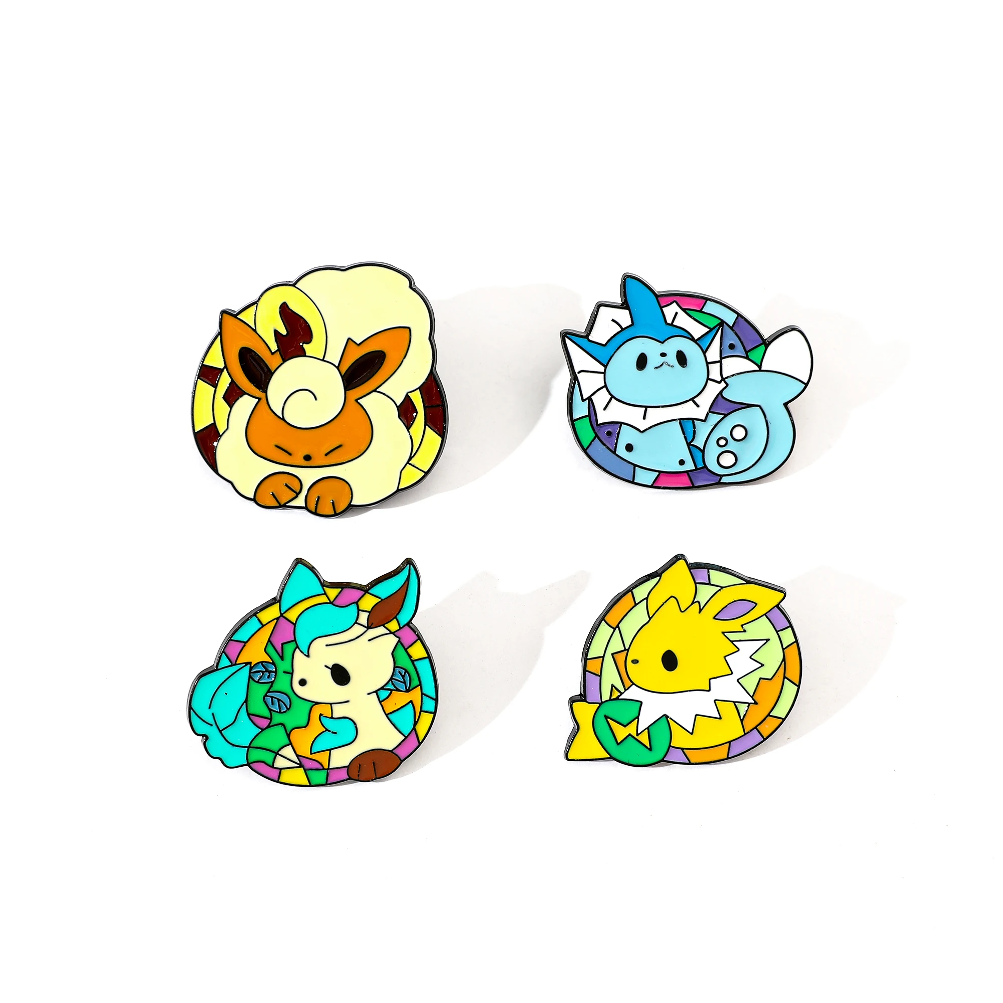 4 Pcs Creative Anime Brooch Cute Eevee Elf Enamel Pin Metal Badge Jewelry Clothing Backpack Accessories Gift for Friends