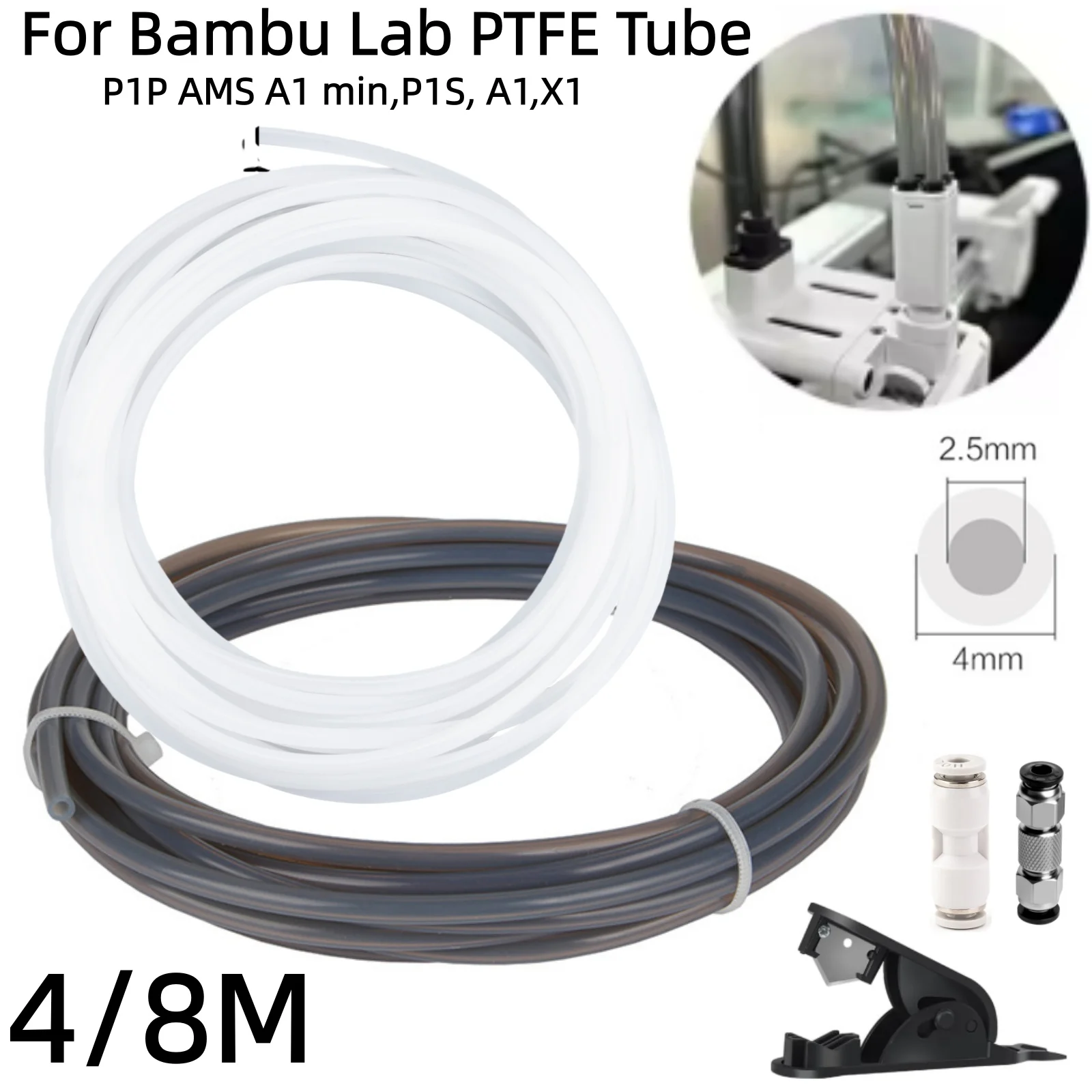 yZ[zBambu Lab P1P AMS A1 mini 3Dv^[pPTFE`[uGNXg[_[ 1.75mma2.5mmOa4mm BambulabtBgp[c A1/P1P/P1S/X1CΉ