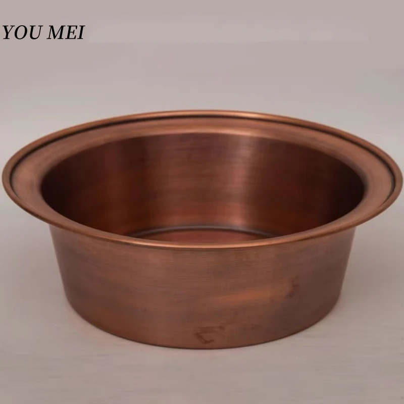 

Handcrafted Vintage Red Copper Basin,Large Size Laundry Tub for Home,Bathroom,Kitchen, Adult & Baby Bath Basin Wash Basket