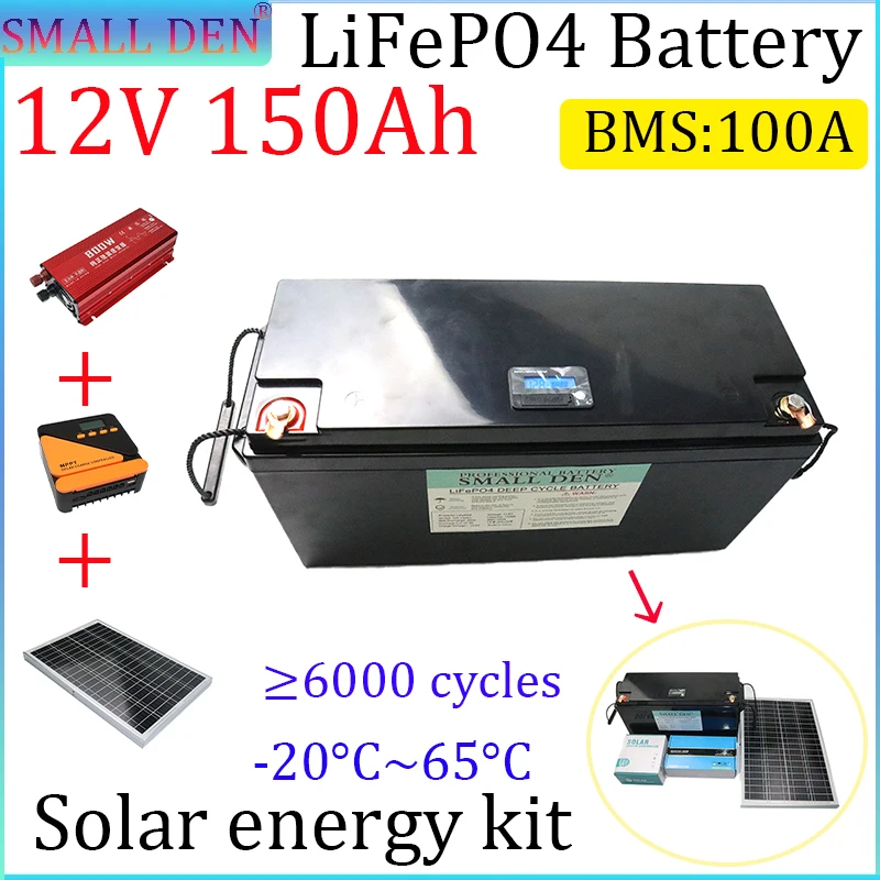 

Новый аккумулятор LiFePO4 12 В, 150 Ач, мощный и встроенный BMS для портативного комплекта солнечной энергии на открытом воздухе для туристических автомобилей 12,8 В.