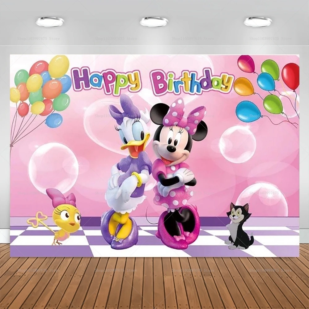 Disney Mickey Minnie Mouse Backdrop Kids Birthday Party Decor Photography Background Newborn Baby Shower Vinyl Printing Banner