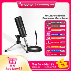 maono PM360TR Condenser Microphone Podcast Microphone 3.5mm Mic for Computer,Laptop,Phone,Sound Card,YouTube,Gaming,Recording