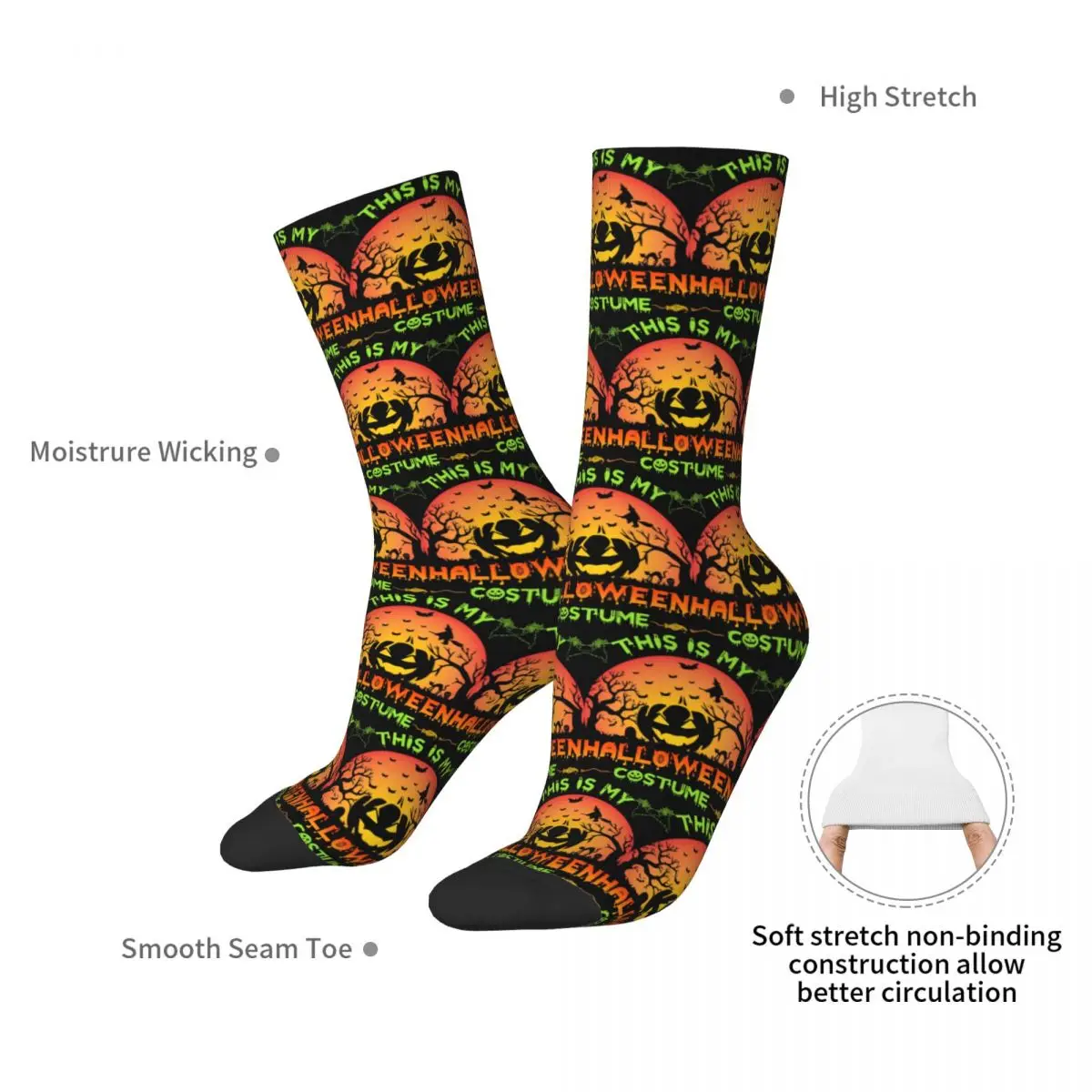 This Is My Awesome Witch Costume Halloween Socks Harajuku Stockings All Season Long Socks Accessories for Unisex Christmas Gifts