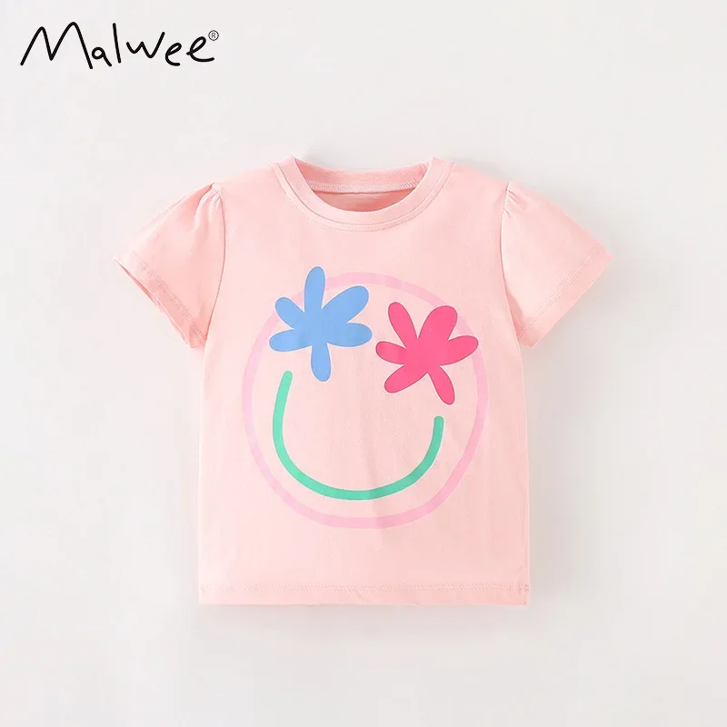 Summer new girls T-shirt in small children casual printing round neck short-sleeved children's clothing tops