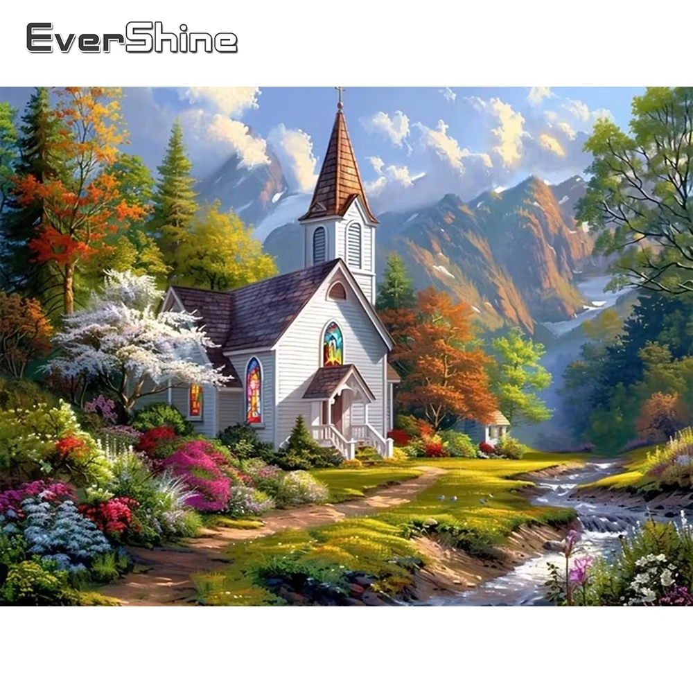 EverShine Diamond Painting Haus-Landschaft DIY-Bild mit Strass Diamant-Mosaik Neuerscheinung Stickerei Kinder-Hobby
