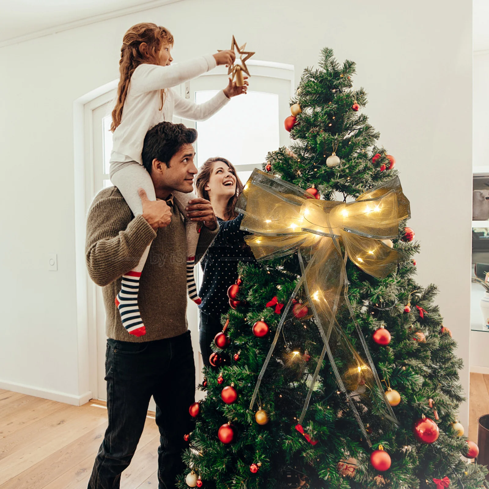 

Christmas Tree Pendant Decorative Props Bowknot Hanging Decorations Silver Bows Top Hat