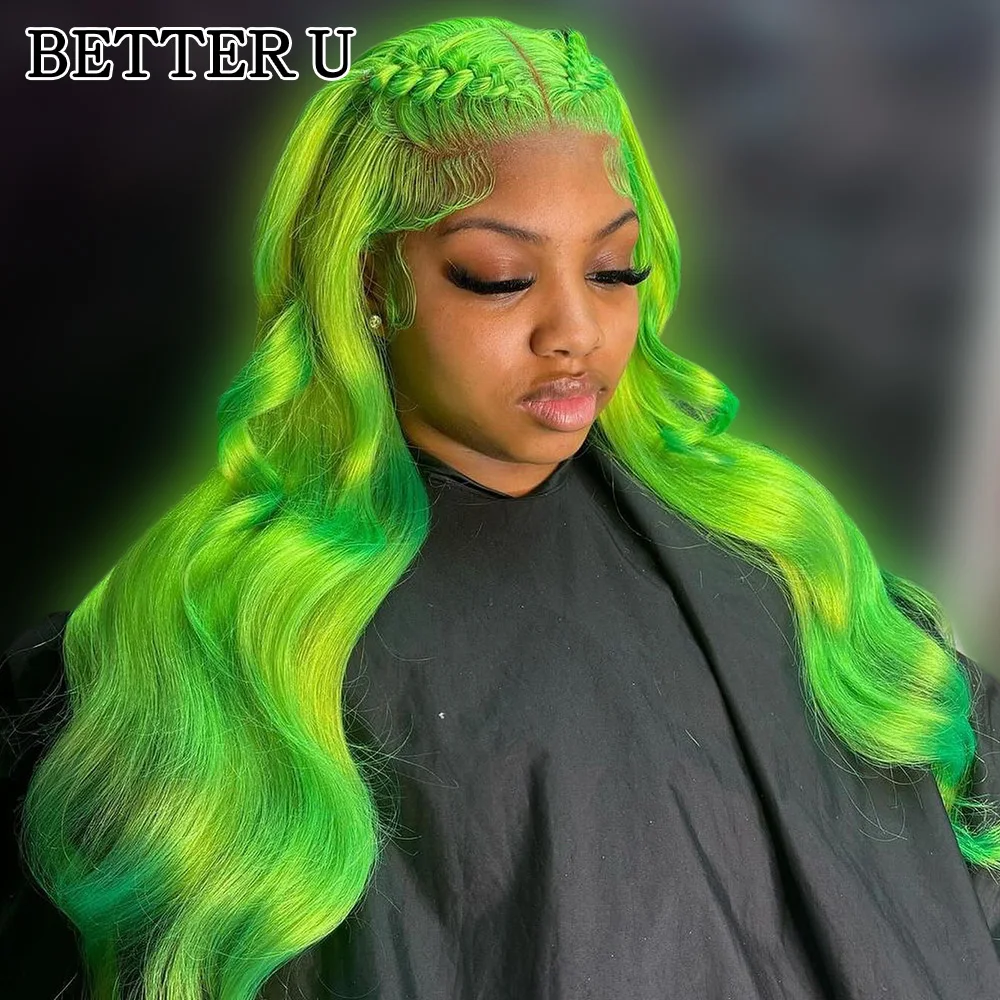 13X4 Body Wave Light Green Lace Front Wig HD Transparent Lace Human Hair Wigs Brazilian Lace Frontal Wig Remy Hair Pre-Plucked