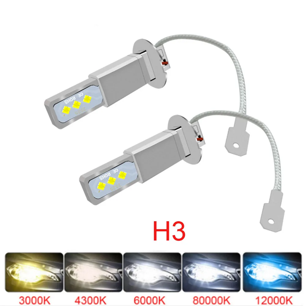 Bombilla LED H3 de 20000LM, Mini H1 1:1, Plug and Play, sin Ventilador, Lámpara LED para Auto, 2525 CSP, Faros Antiniebla, Luces de Circulación Diurna, Blanco 6000K, 12V 24V