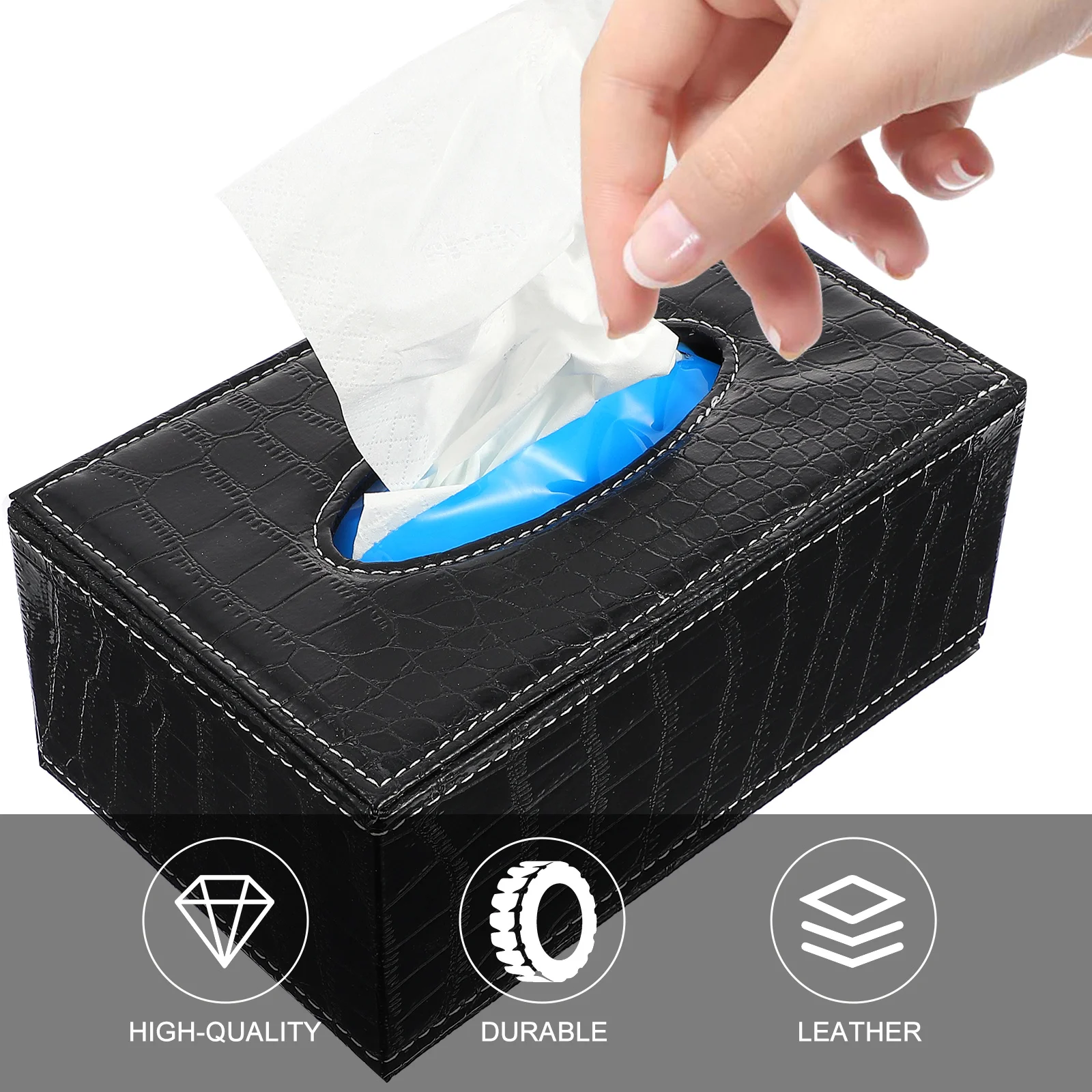 

1Pcs Tissue Box Premium Quality Black Napkin Organizer for Home Bathroom Office Desktop Storage Modern Design