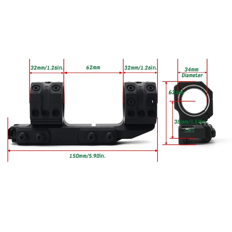 Imagem -06 - Espaço Toca sp 4616 34 mm Contínuo Riflescope do Tubo 38 mm 1.50inch Montagem do Espaço com Caras para Acessórios do Espaço o