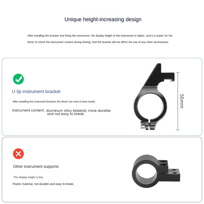 Electric Scooter Display Aluminum Fixed Bracket Scooter Instrument Bracket For 22Mm Diameter Handlebar Display Parts Black