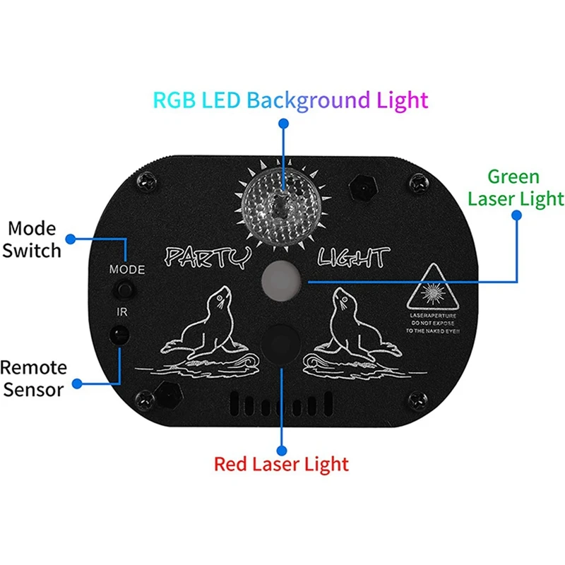 7 Color LED DJ Disco Laser Sound Strobe Projector Strobe Stage Light Projector For Christmas Halloween Deorations A