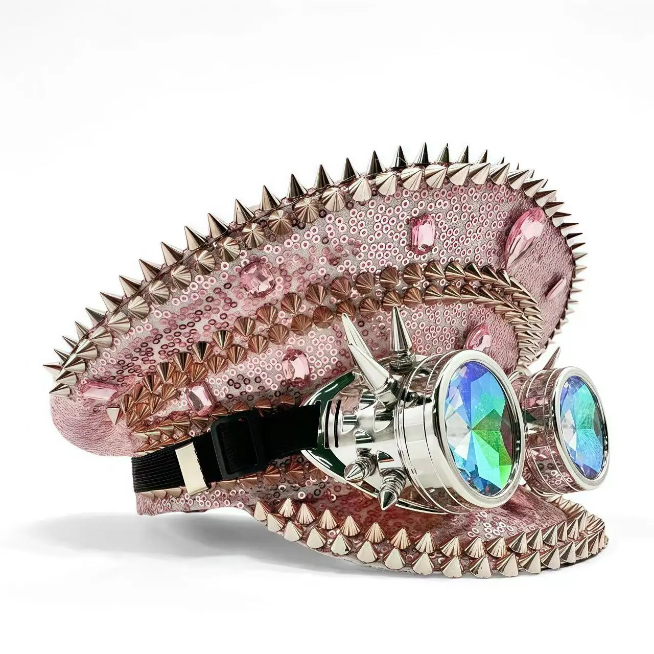 Kapelusz kapitański steampunk z dżetami i goglami na festiwal Burning Man dla kobiet, wojskowe akcesoria i czapka dla mężczyzn.