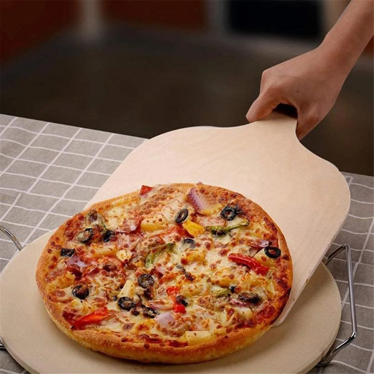 A03R Outdoor Pizza Shovel Wooden Pizza Board Homemade Baking Bread Board Home Kitchen Cutting Board Cutting Fruit Board