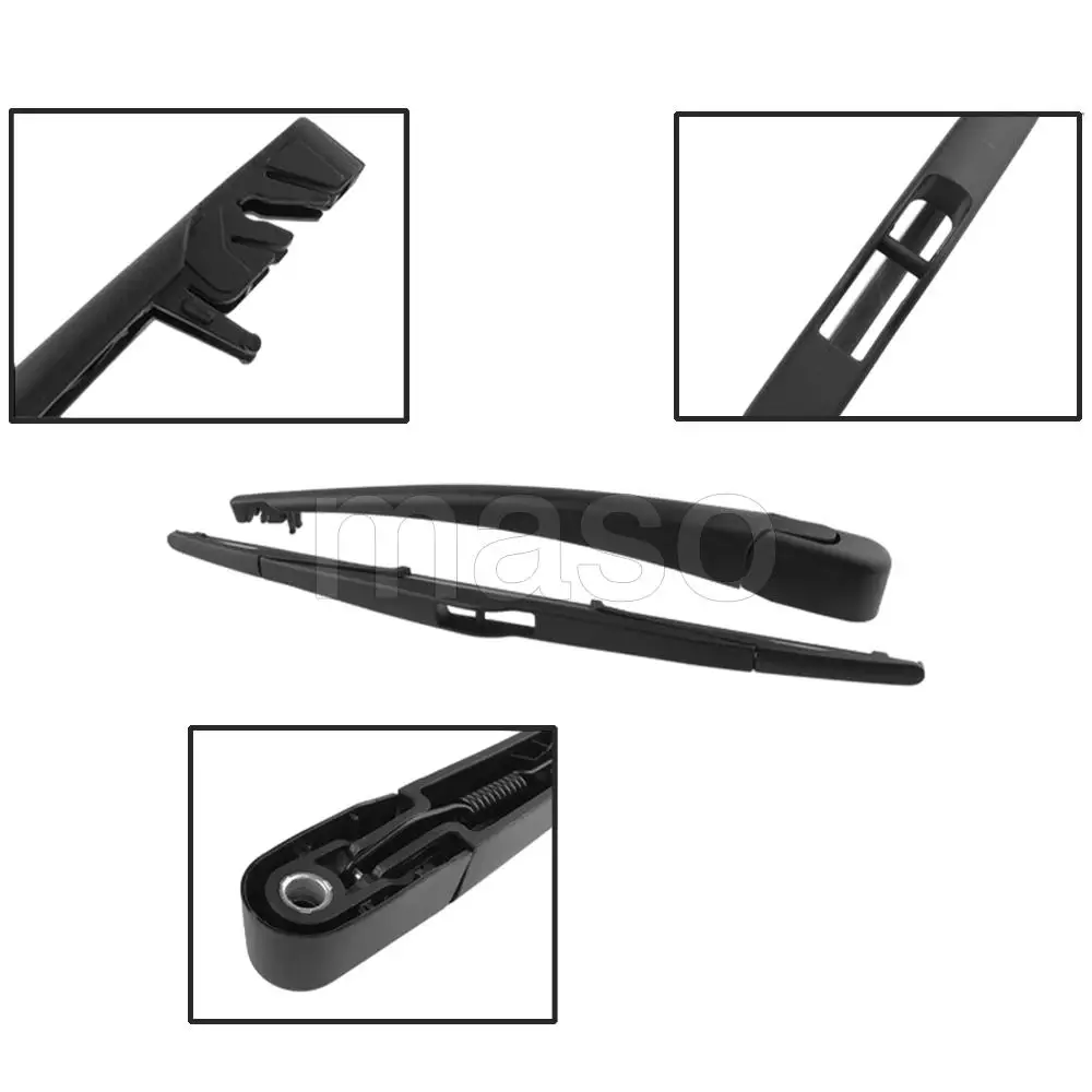 1 Juego de brazo y cuchilla de limpiaparabrisas trasero PBT negro para Mazda 2 2004 2005 2006 2007 Kit de brazo y limpiaparabrisas trasero