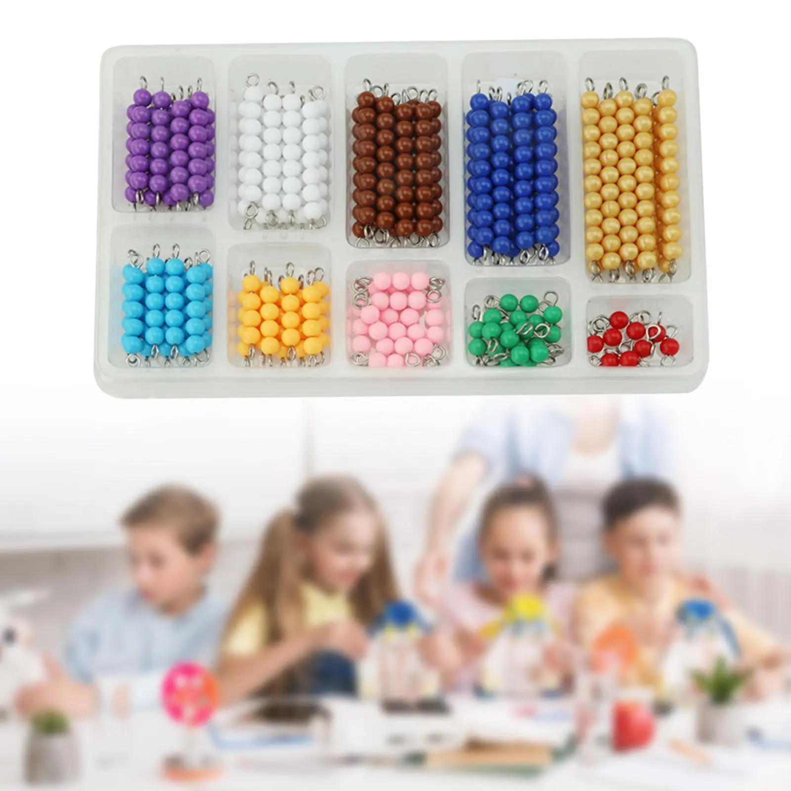 Koraliki do liczenia Montessori Pomoc dydaktyczna Łańcuchy koralików Montessori dla chłopców i dziewcząt — zdjęcie produktu 4