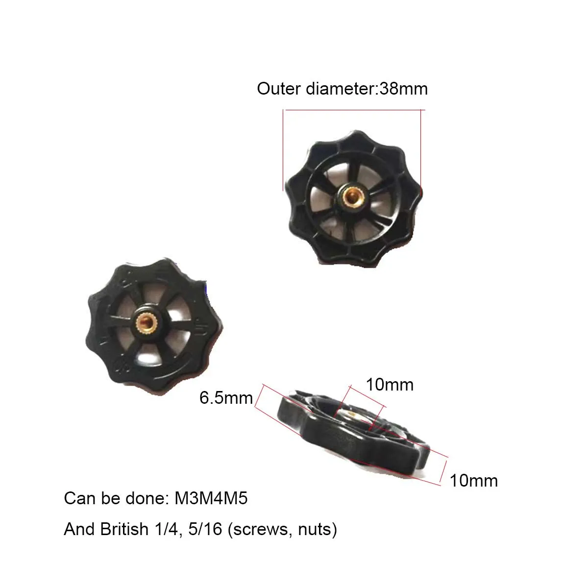 

40 # Plum Blossom Through-Hole Manual Adjustment Knob, Rubber Head Nut,m3m4m5
