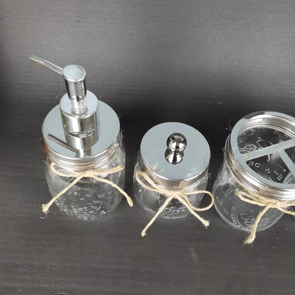 Набор аксессуаров для ванной комнаты, 4 шт., дозатор для лосьона и мыла, 2 держателя для хлопка, держатель для зубных щеток, домашний декор для ванной комнаты, идеальное украшение Idea