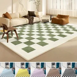 Green Checkerboard Plaid Carpet Moroccan Living Room Rug Anti-skid Entry Door Mats Household Bedside Rugs Bedroom Bay Window Mat