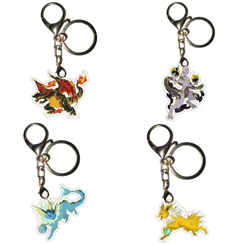 

Pokemon Gift Anime Charizard Keychains Mewtwo Eevee Mew Vaporeon Flareon Jolteon Lapras Diy Acrylic Action Figures Collection