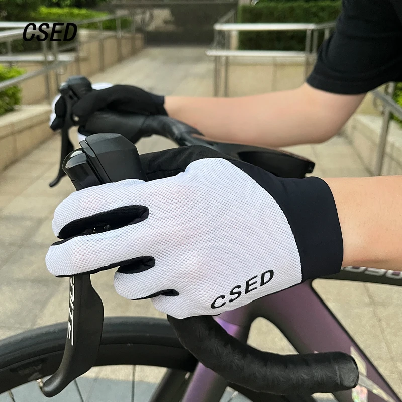 CSED Cycling Full Finger Gloves Touch Screen Breathable Anti-Slip Imported Proon Cushioning Sponge Padded Shock Absorption Glove