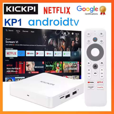 Amlogic S905Y4 Media Player KICKPI KP1 Google Netflix TV Box Android 12 4K Set Top Box Android 12.0 2G32G AV1 2.4G&amp;5G Wifi BT5.0