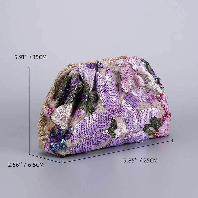 حقيبة حفلات ساحرة عصرية ومتعددة الاستخدامات، حقيبة ترتر أنيقة ومزاجية، حقيبة زهور كاجوال فاخرة لحفلات الزفاف والحفلات الراقصة