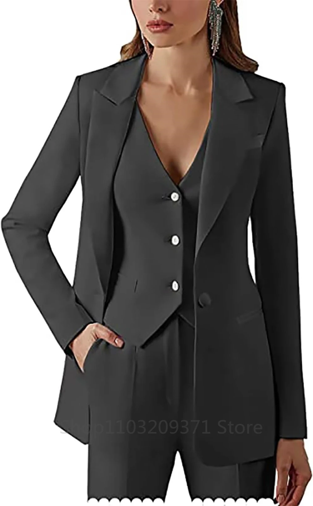 3 Pieces Plus Size Women Suit Set Lapel Blazer Business Jacket+Vest+Pants Office Lady Pantsuits Formal Party Prom Dress
