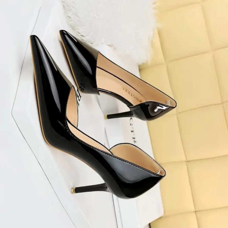 

Женская обувь BIGTREE на высоком каблуке 7,5 см, женские туфли-лодочки из лакированной кожи, роскошные банкетные туфли, пикантная обувь для вечеринок, женские туфли на шпильке