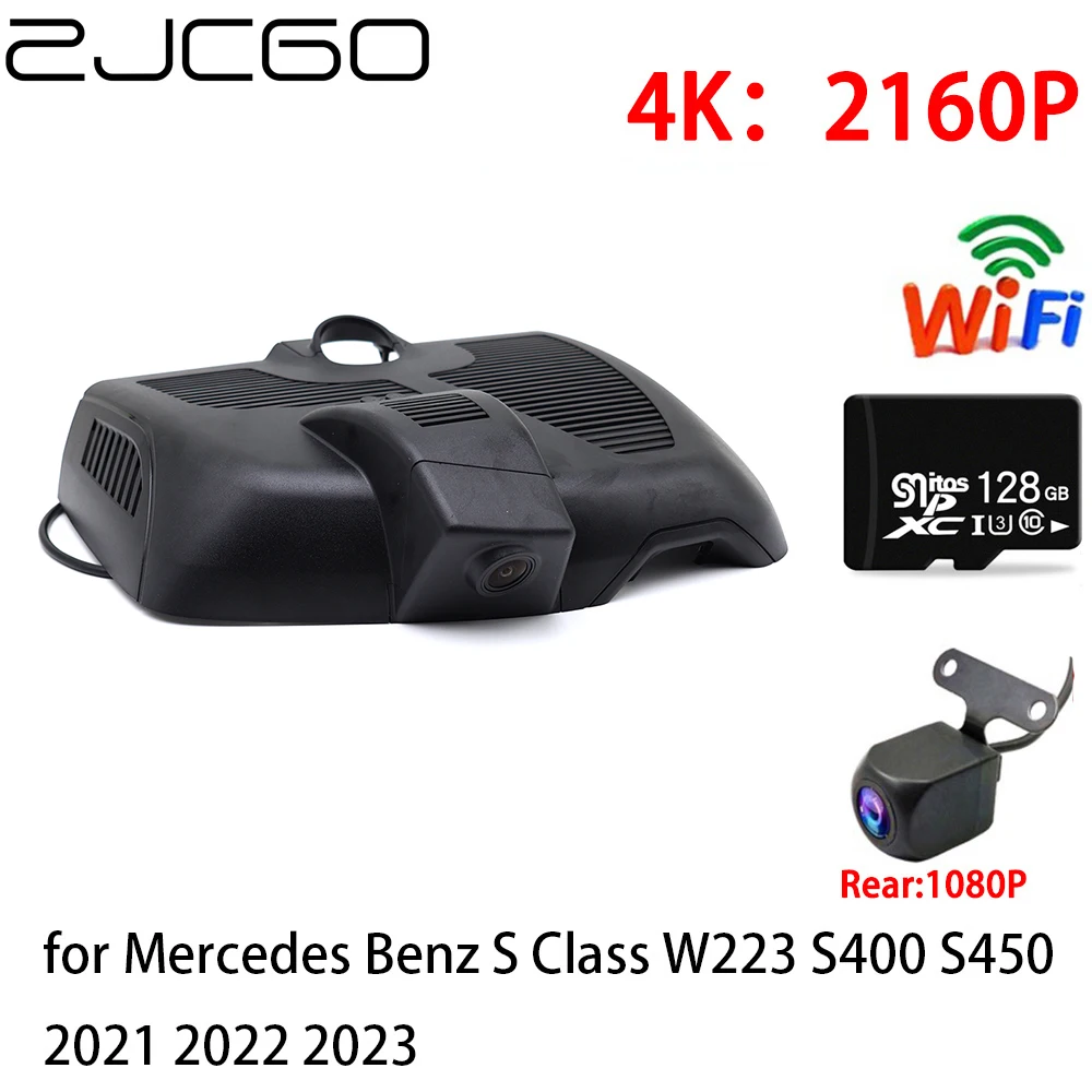 ZJCGO 2K 4K Car DVR Dash Cam Wifi Front Rear Camera 2 Lens 24h for Mercedes Benz S Class W223 2021 2022 2023