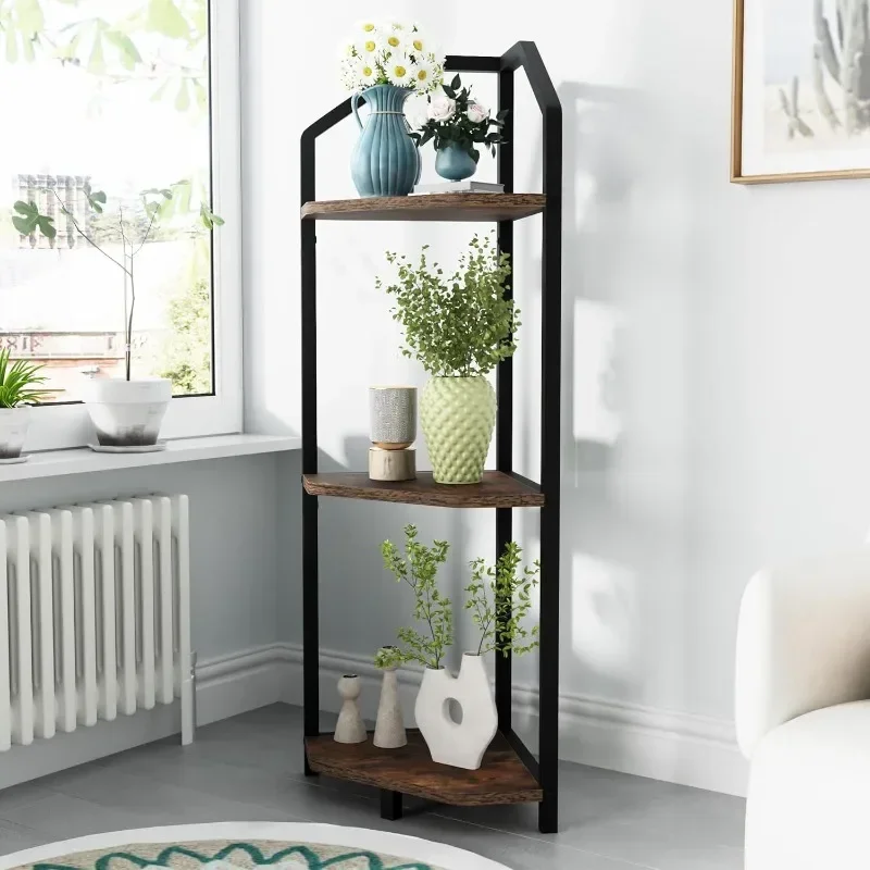 

Corner Bookshelf Plant Stand, Storage Shelf for Bathroom, Living Room, Kitchen, Home Office