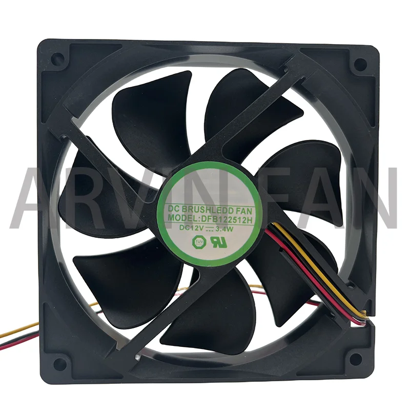 DFB122512H 12cm 120mm Fan 120x120x25mm DC12V 3.4w 3 Wires, Double Ball Bearings, Cooling Fan For Chassis Power Supply CPU