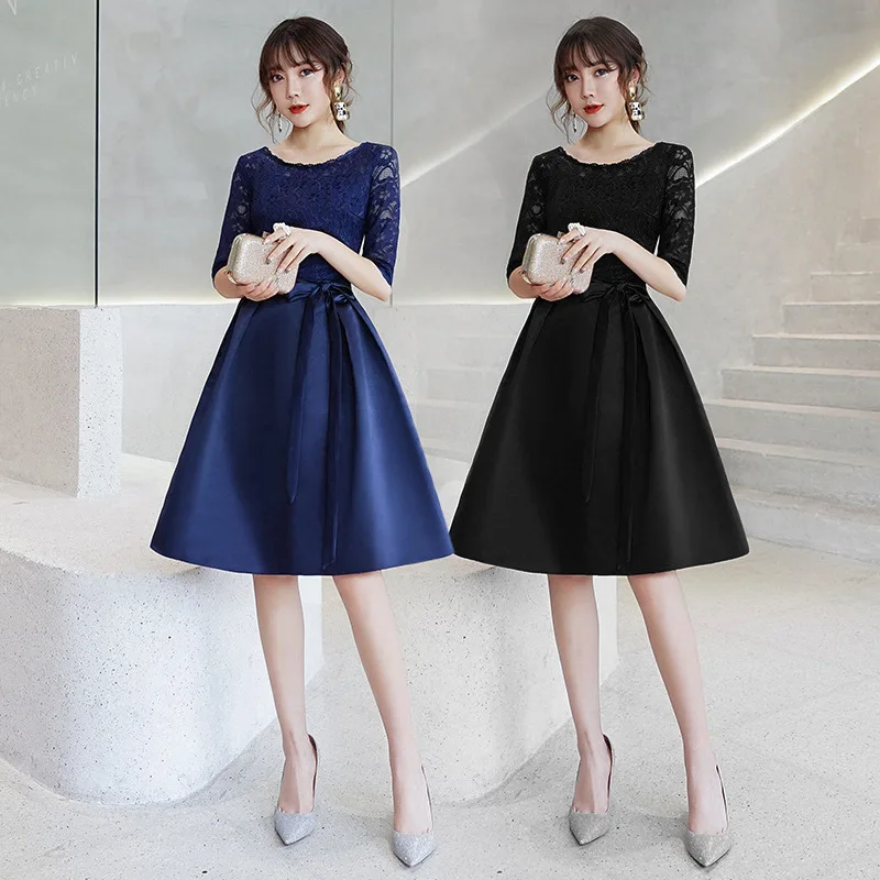 

Ele Mid-Length Dr for Women Host Par Dr Slimming Sli New Sle for Banquet And Performance