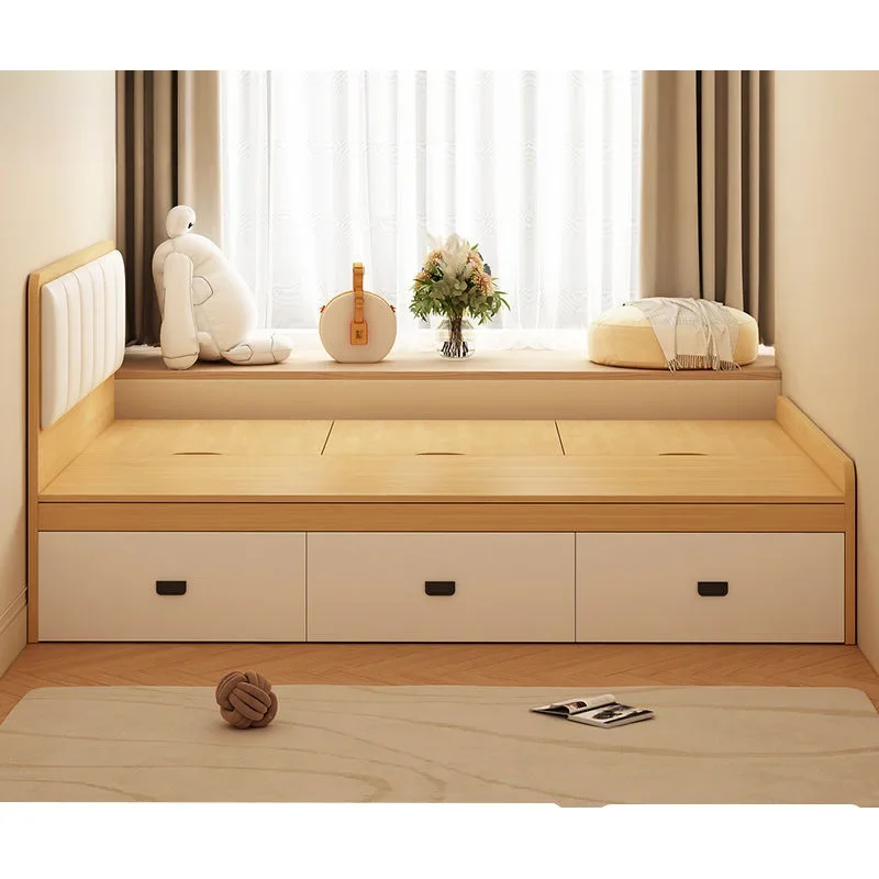 خشب متين، سرير تاتامي، صندوق مرتفع، تخزين، لوحة مزدوجة #3