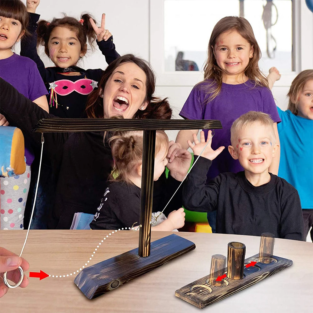 Juegos de lanzamiento de anillos para niños y adultos, juegos para beber en casa, juegos de mesa de madera de mano de ritmo rápido, paquete de escalera de tiro, barras al aire libre